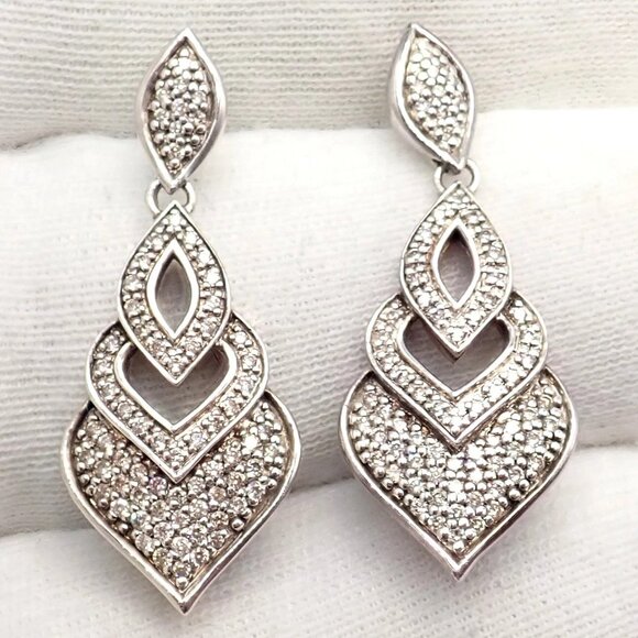 Authentic! John Hardy JH Silver Naga Diamond Heart Earrings - Picture 8 of 12
